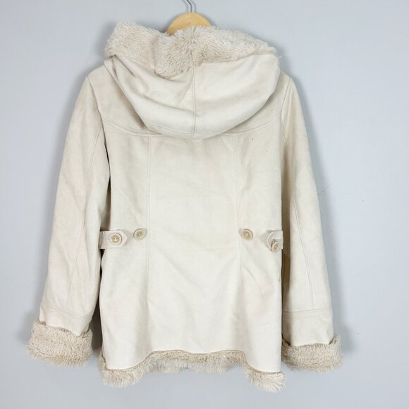 Vtg Y2K Jones New York Penny Lane Coat Size Small Cream Fur Lined Jacket Women's - Picture 3 of 4